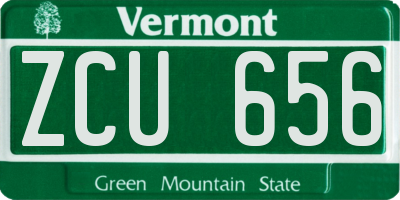 VT license plate ZCU656