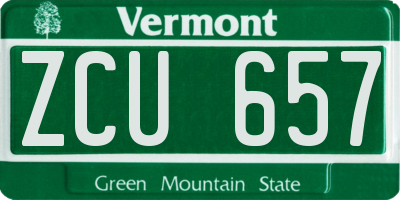 VT license plate ZCU657