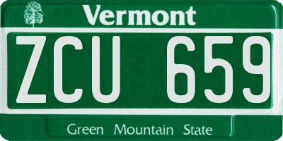 VT license plate ZCU659