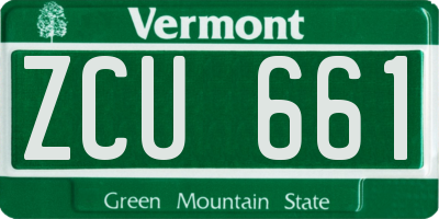 VT license plate ZCU661