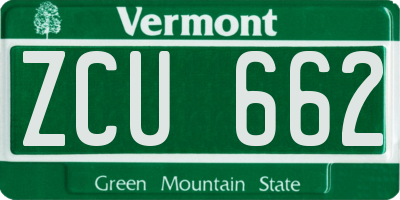 VT license plate ZCU662