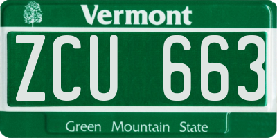 VT license plate ZCU663