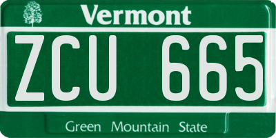 VT license plate ZCU665