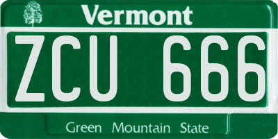 VT license plate ZCU666