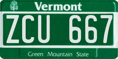 VT license plate ZCU667