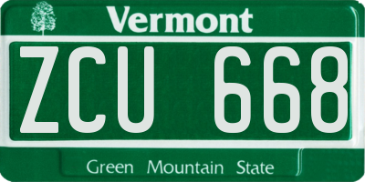 VT license plate ZCU668