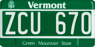 VT license plate ZCU670
