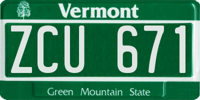 VT license plate ZCU671