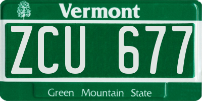 VT license plate ZCU677