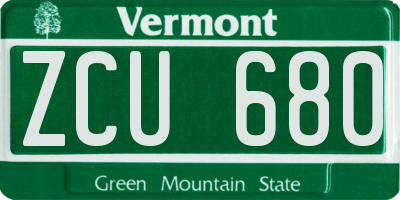 VT license plate ZCU680