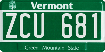 VT license plate ZCU681