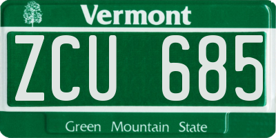 VT license plate ZCU685