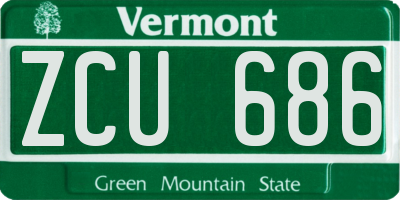 VT license plate ZCU686
