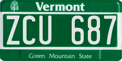 VT license plate ZCU687