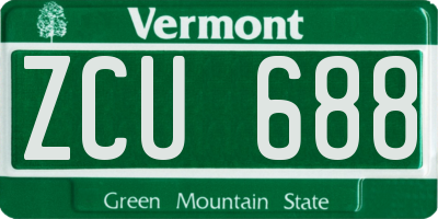 VT license plate ZCU688