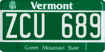 VT license plate ZCU689