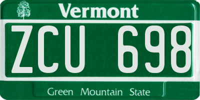 VT license plate ZCU698