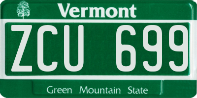 VT license plate ZCU699