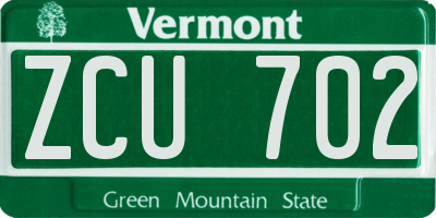 VT license plate ZCU702