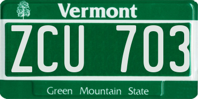 VT license plate ZCU703