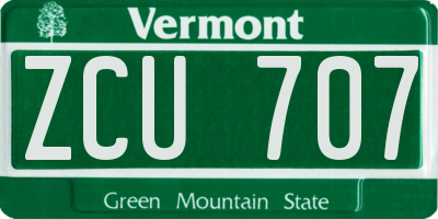 VT license plate ZCU707