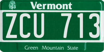 VT license plate ZCU713
