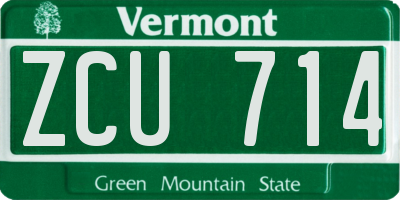 VT license plate ZCU714