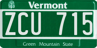 VT license plate ZCU715