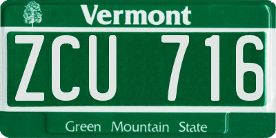 VT license plate ZCU716