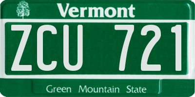 VT license plate ZCU721