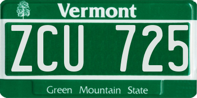 VT license plate ZCU725