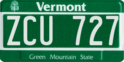 VT license plate ZCU727