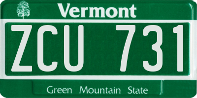 VT license plate ZCU731