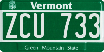 VT license plate ZCU733