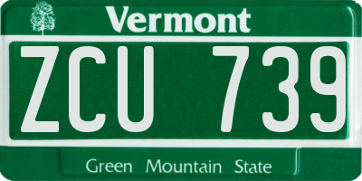 VT license plate ZCU739