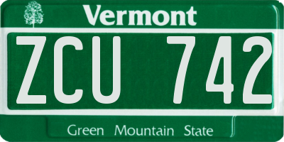 VT license plate ZCU742