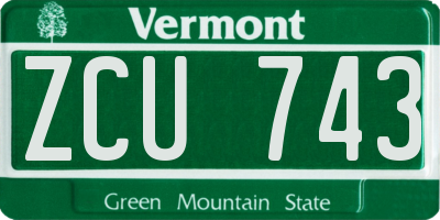 VT license plate ZCU743