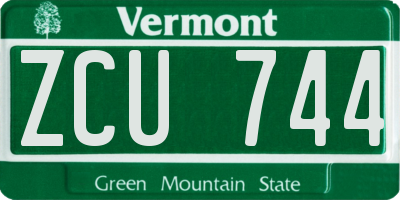 VT license plate ZCU744