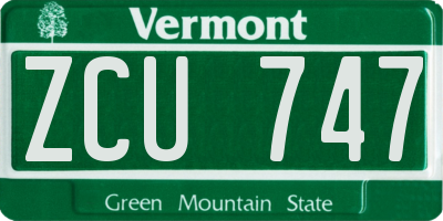 VT license plate ZCU747