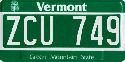 VT license plate ZCU749