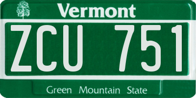 VT license plate ZCU751