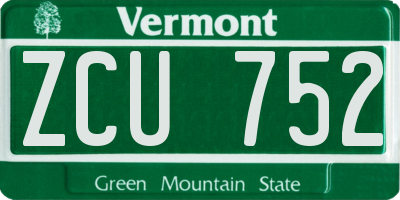 VT license plate ZCU752