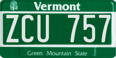 VT license plate ZCU757
