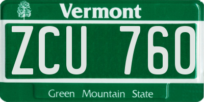 VT license plate ZCU760
