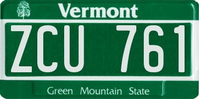 VT license plate ZCU761