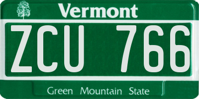 VT license plate ZCU766