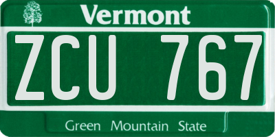 VT license plate ZCU767