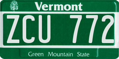 VT license plate ZCU772