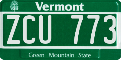 VT license plate ZCU773