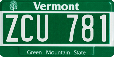 VT license plate ZCU781